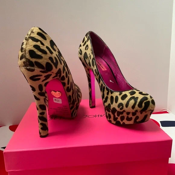 Betsey Johnson Leopard Heels with Stiletto Design